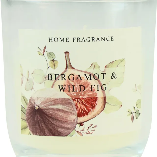 Kaemingk BV Geurkaars in glas, bergamot, vijg, wit, Ø7,5cm H8,5cm