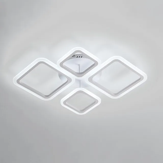 Haobosic Vierkante LED Plafondlamp - Wit - 4-Licht - 48W - 6500K Koud Wit White