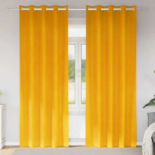 vidaXL Gordijnen 2 st Mosterdgeel 140 x 225 cm fluweel