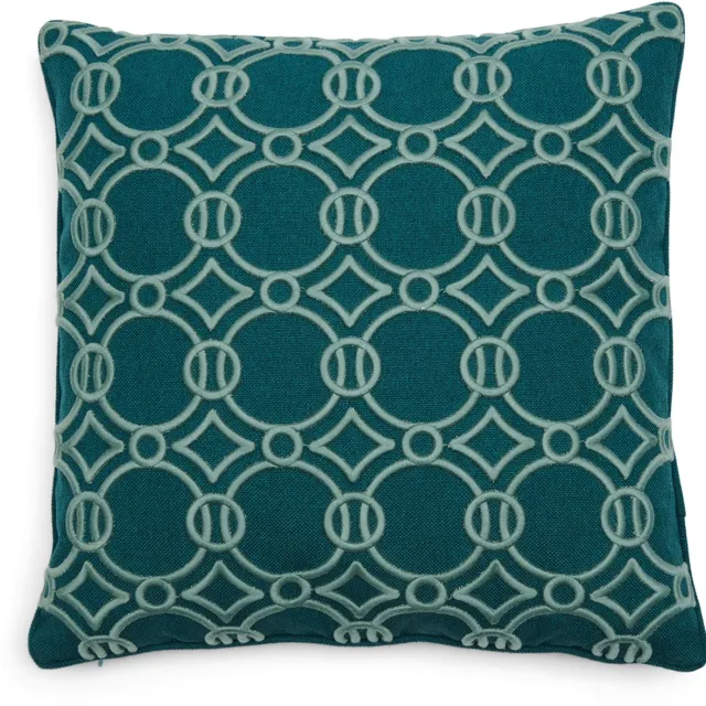 Riviera Maison Kussenhoes 50x50 - Mustique Rings Pillow Cover - Groen Blauw Benzine