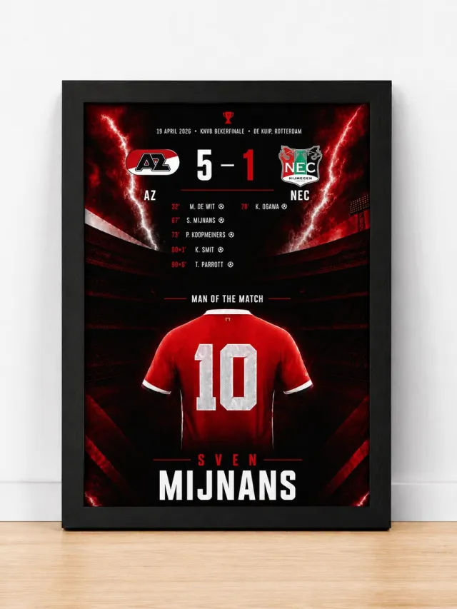 Joshimo AZ - NEC KNVB Bekerfinale 2026 Poster A4 met Zwarte Lijst