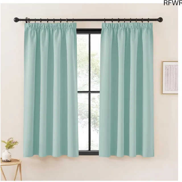 RFWR Korte Verduisterende Gordijnen voor Woonkamer en Slaapkamer - Warmte- en Koude-Isolerend, 140B x 145H cm (2 Panelen) - Lichtgroen
