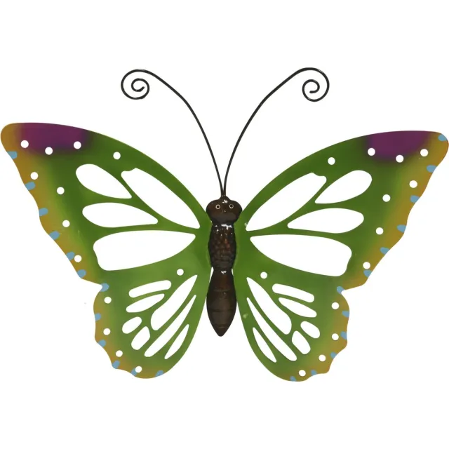 Decoris Grote muurvlinder - groen - 51 x 38 cm - tuindecoratie - tuinvlinder