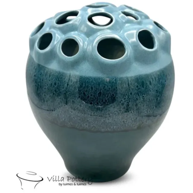 Villa Pottery Blauwe vaas Coral D34 x