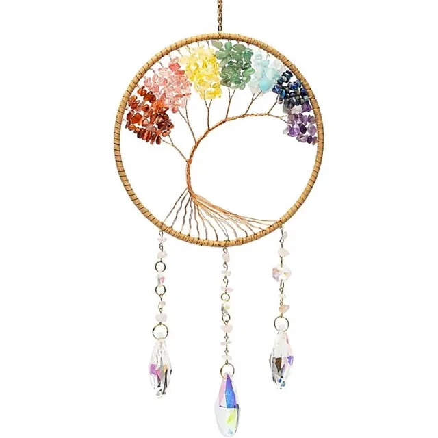 Phoenix Import Mani Bhadra Suncatcher levensboom met chakra-stenen - ±17 cm Multicolor