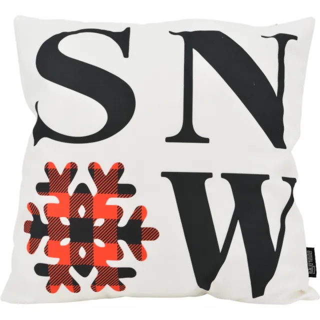Gek op Kussens! Kerst SNOW XMAS Kussenhoes | 45 x 45 cm | Katoen/Polyester wit rood