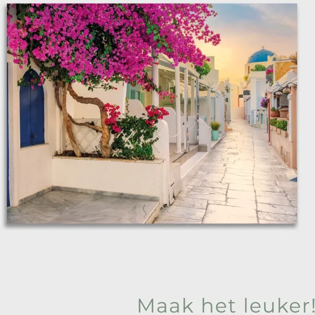Maak het leuker Tuinposter Greek Street - Posters voor in de tuin - Tuindecoratie - Tuinposter - 80 x 90 cm Meerkleurig