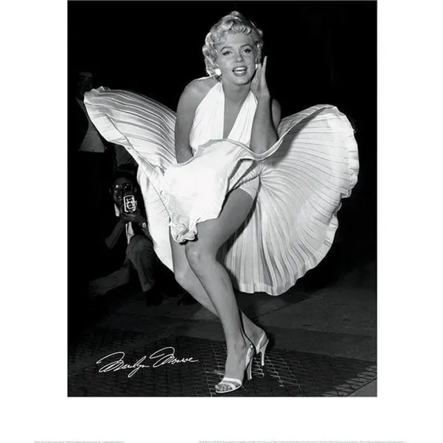 Marilyn Monroe Poster - Marilyn Monroe Seven Year Itch - 50 X 40 Cm - Zwart