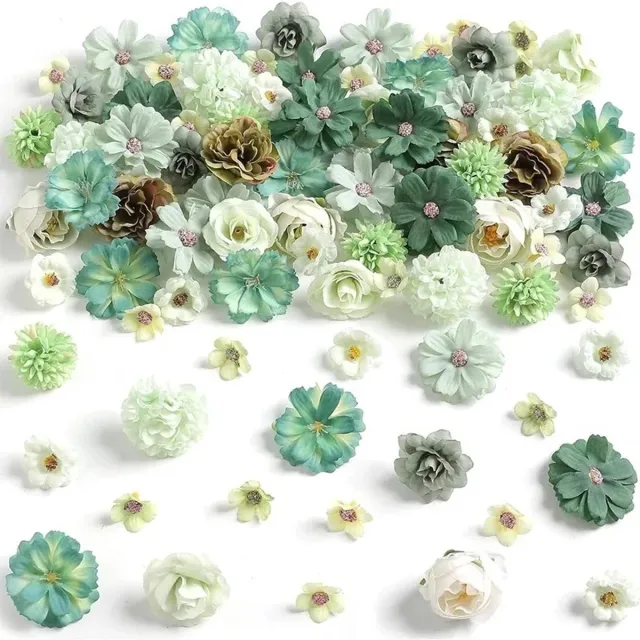 Kasey Mini Kunstbloemen - 40 Stuks - Groenblauw Mix - Voor Knutselen & Decoratie - Kasey
