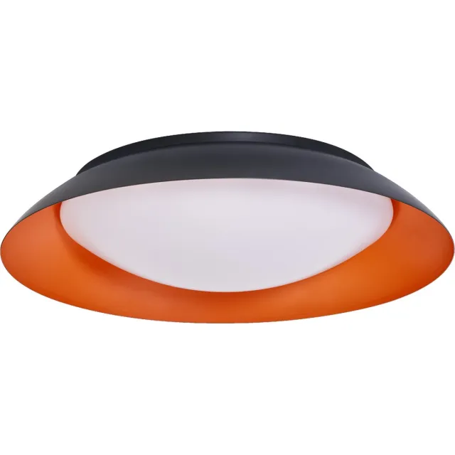 Ledvance Orbis Plate LED plafondlamp, zwart-oranje, 45W, 2200lm, 3000K, 480mm, 830 vriendelijk warm wit, dimbaar in 3 niveaus door te trappen, IP20 bescherming, inclusief montageschroeven en pluggen Zwart|Geel