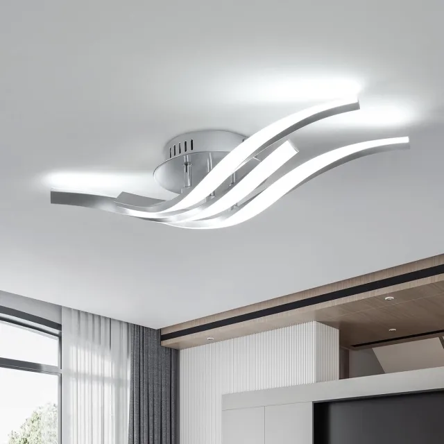Haobosic Plafondlamp - Geometrisch aluminium ontwerp - Zilveren kleur - 24W Wit licht Silver