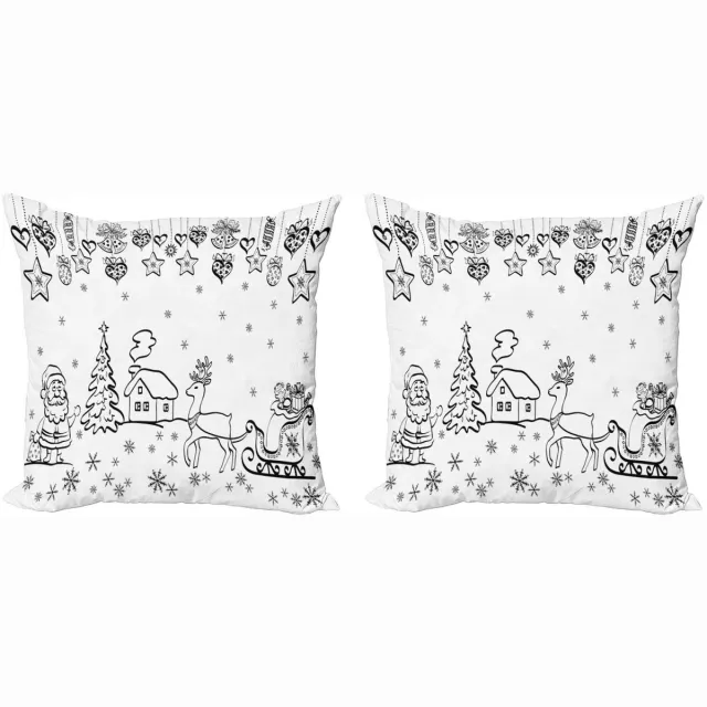 ABAKUHAUS Kussenhoes 2x50x50 cm – Dubbelzijdig bedrukt, Rits, Zwart/Wit Zwart en wit