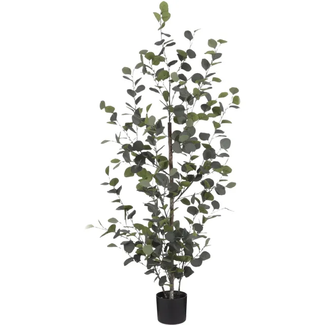 Mica Decorations Eucalyptus Kunstplant H150 x Ø30 cm - Kunstplant in Pot - Onderhoudsvrije Kamerplant voor Binnen - Natuurlijke Uitstraling - Inclusief Zwarte Bloempot - Groen