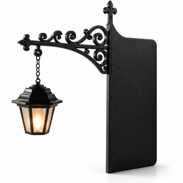 VHV Boekensteun Metaal met Boekenplank Lamp – boekenkast – boekenplank lamp – Vintage Lantaarn met Warme LED-verlichting – Antislip Boekhouder voor Boekenkast – Decoratieve Boekenplank Lampjes Zwart