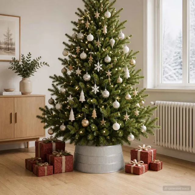 vidaXL Kerstboomrok Kegelvormig zilver Dia. 56 x 25,5 cm Kunststof