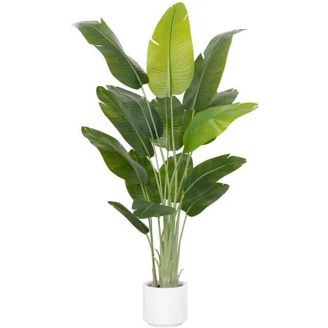 Unyqoos Grote levensechte kunstplant met witte pot voor binnen en buiten decoratie groen