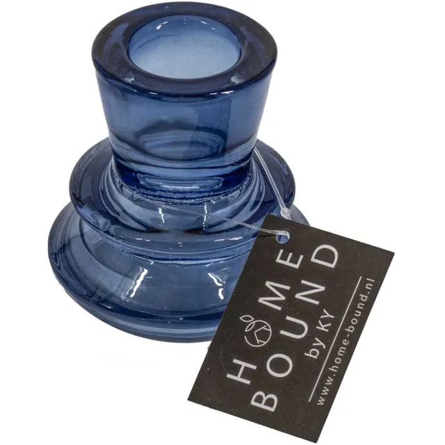 homebound by ky Glazen kaarsenstandaard blauw