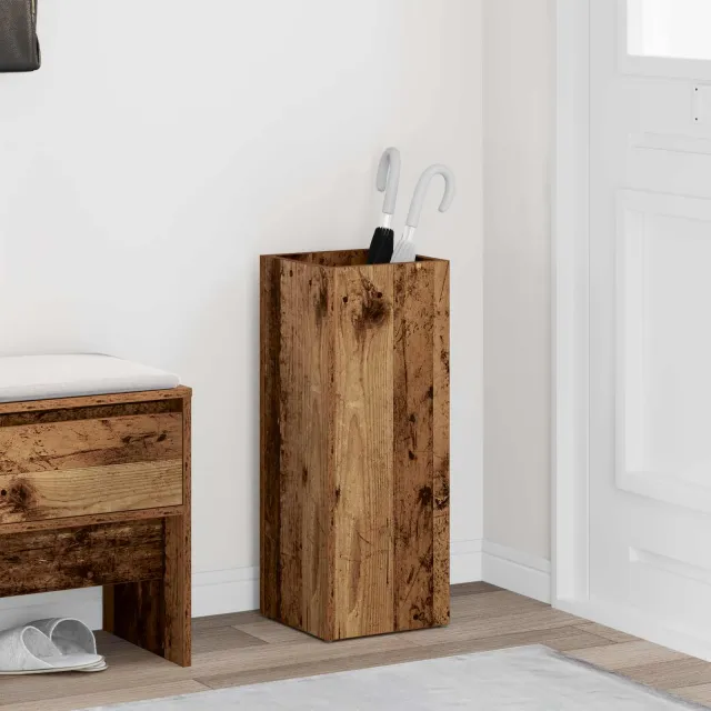 vidaXL Paraplu Standaard Oudhout 25 x 24,5 x 64 cm Bewerkt hout Bruin