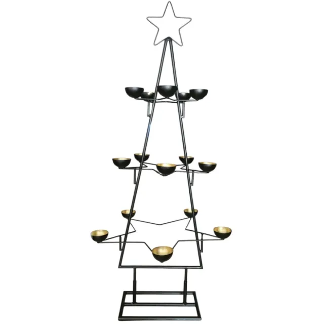 Mica Decorations Kaarsenhouder Ster Boom - L46 x B45 x H102cm - Metaal - Zwart