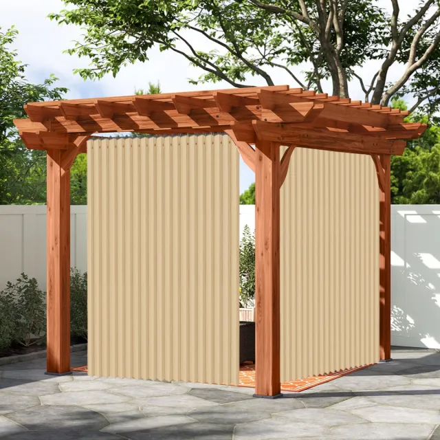 Qelus Buitengordijnen - Verduisterende Gordijnen - Blackout Curtains met Metalen Haken - Outdoor Gordijnen Voor Patio en Pergola - B 254 x H213cm - Beige - 1 stuks