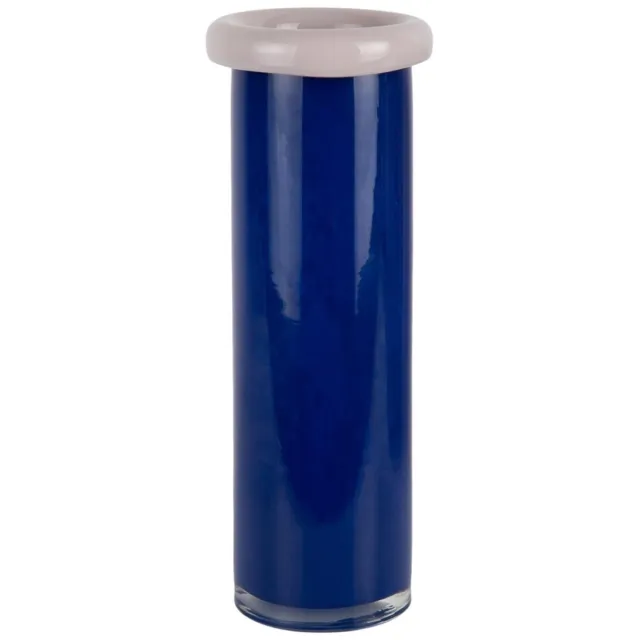 Present Time Vaas Plegado Xxl - Blauw - 12x12x33cm - Glas - Modern - Bloemenvaas - Woondecoratie - Decoratieve vaas voor woonkamer of slaapkamer