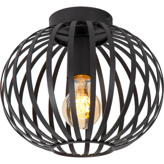 Lucide MANUELA –SYLVAN - Plafonnière (Plafondlamp) - Ø 25,5 cm - 1xE27 - Zwart