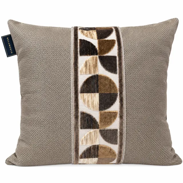 Belamonte Casablanca Luxe Sierkussen met Band 45 x 45 cm Taupe/Beige Taupe, beige, crème en bruin