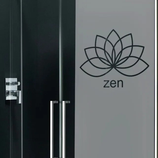 Ambiance Sticker Privacy raamfolie - ZEN LOTUSBLOEM - Zelfklevende raamfolie voor ramen en douchedeuren - 150x45cm Grijs