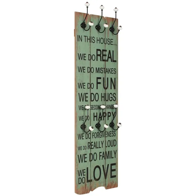 vidaXL Wandkapstok met 6 haken HAPPY LOVE 120x40 cm Meerkleurig