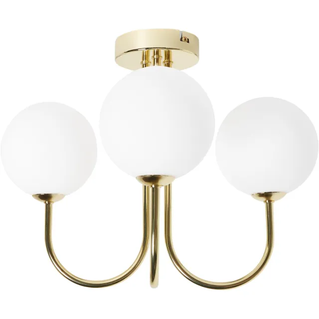 Beliani SHIRE - Plafondlamp - Wit/Goud - Metaal/Glas
