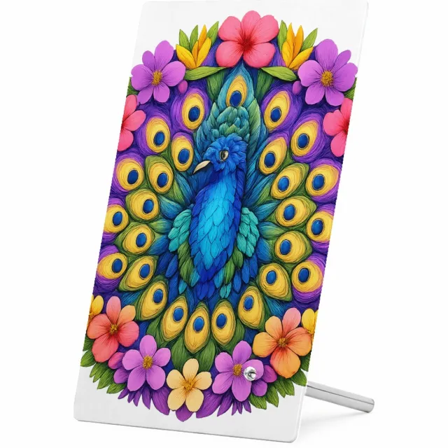 Mr Cadeautjes Glasframe 11 x 16 - design Een majestueuze mandala van tropische bladeren en bloemen ro | cadeau Wit
