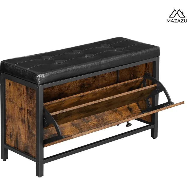 MAZAZU MIRA Home - Schoenenkast - Schoenenopberger - Opbergkast - Vintage - 30x80x51 Bruin, Zwart
