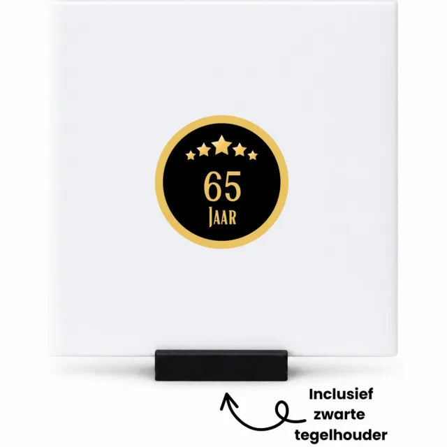 Hacebo 65 jaar tegeltje met tegelhouder - iemand die 65 jaar is geworden of 65 jaar lang een relatie hebben of getrouwd zijn - tegeltjes met tekst - verjaardagscadeau - verjaardag - cadeau - kado - geschenk - gift - spreuktegels - 10.8x10.8 CM Wit