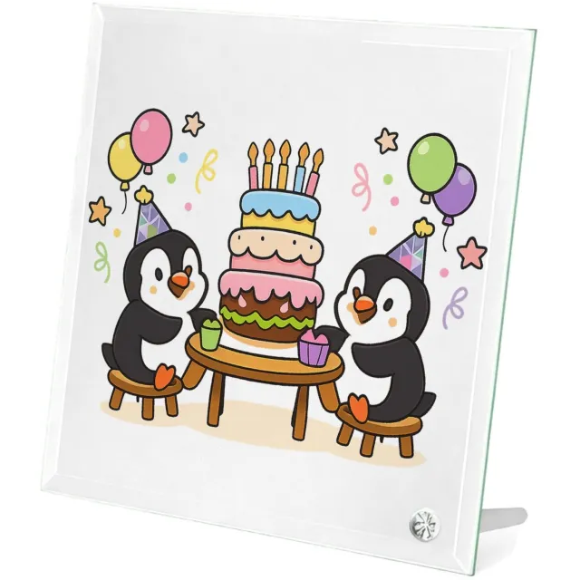 Mr Cadeautjes Glasframe 20 x 20 - design Feestelijke dierenscène rond een opvallend centraal object| cadeau Wit