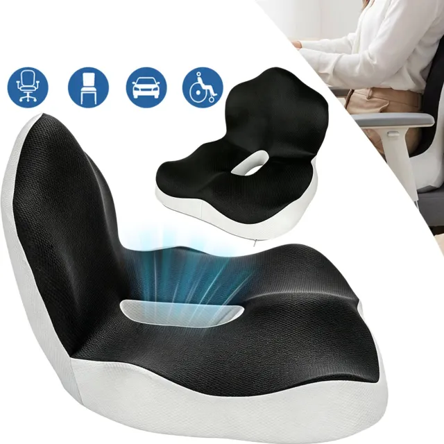 JIMUYU Ergonomisch Traagschuim Zitkussen Met Lendensteun – Antislip En Ademende Honingraatstructuur – Verlicht Stuitje, Taille En Onderrug – Voor Bureaustoel, Autostoel En Rolstoel – Grijs CHOOLY