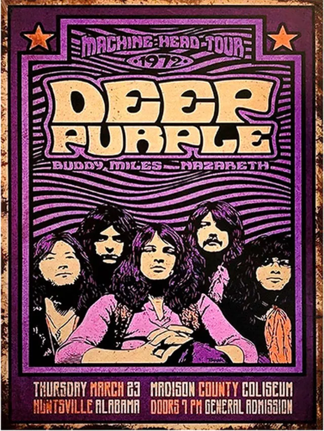 Signs-USA Concert Sign - metaal - Deep Purple in Alabama - 30 x 40 cm Beige