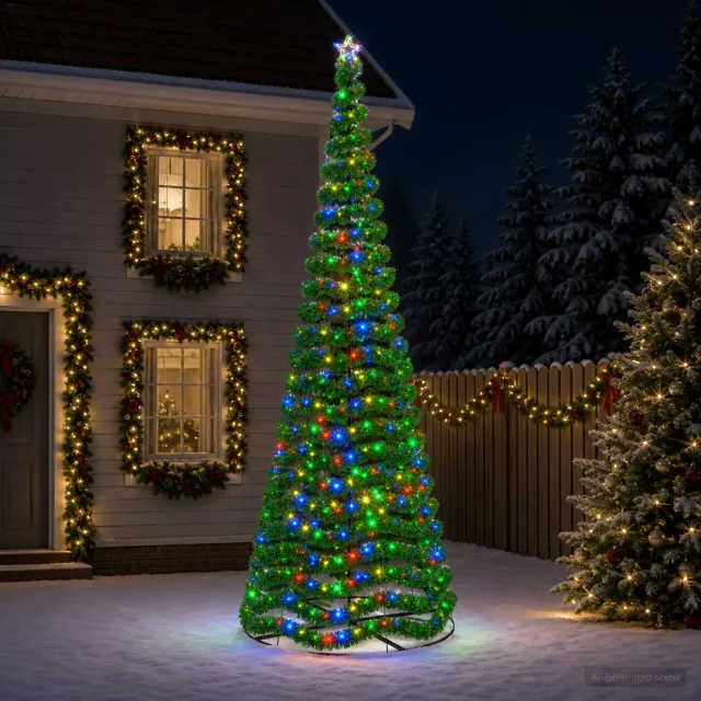 vidaXL Led-tinselkerstboom met voet EKENAS 400 cm 588 LED's Groen