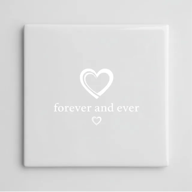 Nevolis Forever and Ever Hart Keramische Tegel 15x15 cm – Minimalistische Liefde Quote Wanddecoratie & Romantisch Cadeau Multi Color