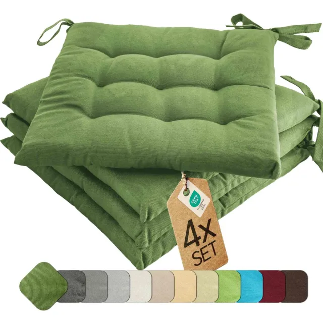 etérea Himmlische Qualität etérea Basic Zitkussen Stoelkussen - Seat Cushion 4 Stuk - 40x40 cm - Cactus Groen