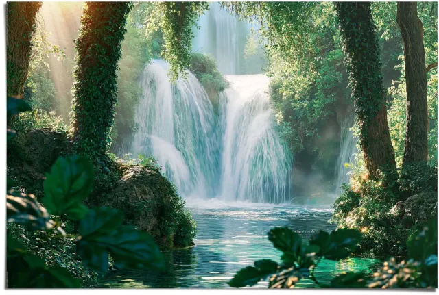 Reinders Poster Verborgen Waterval - 61 x 91,5 - Papier - REINDERS blauw