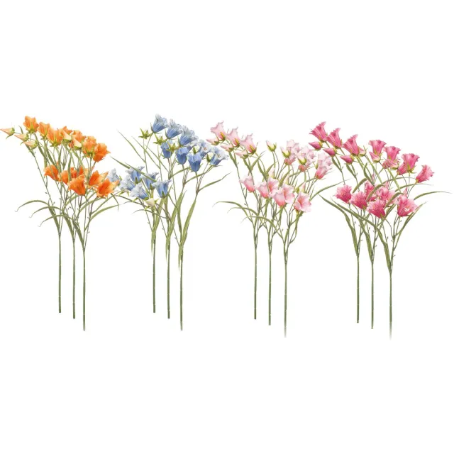 Emerald Kunstbloem Klokje 65cm - Set van 12 - Kunstplant voor binnen Oranje, Fuchsia, Blauw & Lichtroze - Set van 12