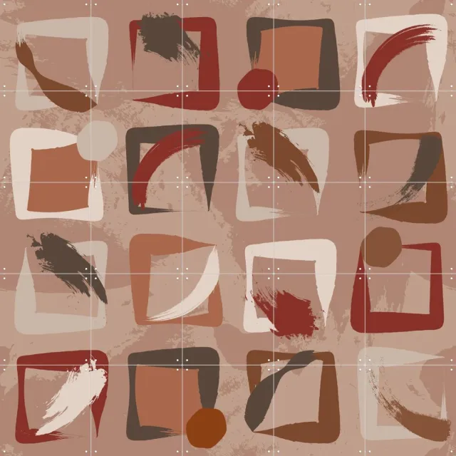 IXXI Terra, Markus Laible - 100 x 100 cm - Grote wanddecoratie en posters - Geometrische Kunst, Kwaststreken, Modern, Digitale Kunst, Abstract Bruin / Rood