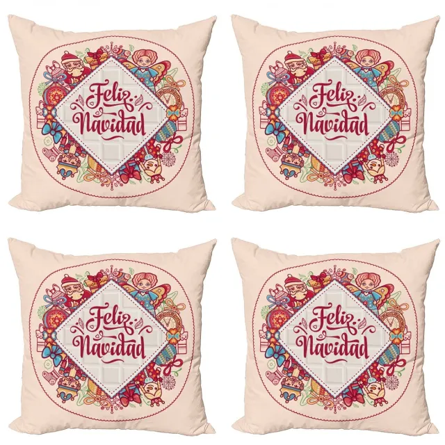 ABAKUHAUS Decoratiekussenhoes 40x40 cm – 4-pack – Dubbelzijdig – Burgund