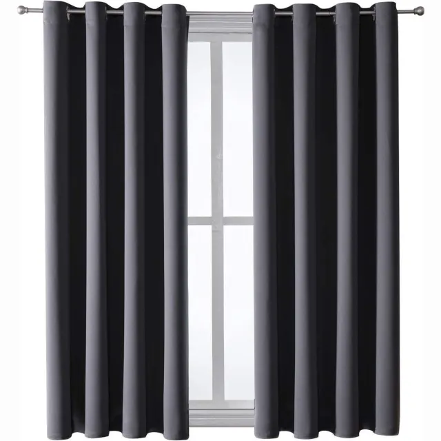 Geweo Verduisterend Gordijn Kant en Klaar met Plooiband - 132 *160 cm- Grijs- Raamdecoratie - 2stuks