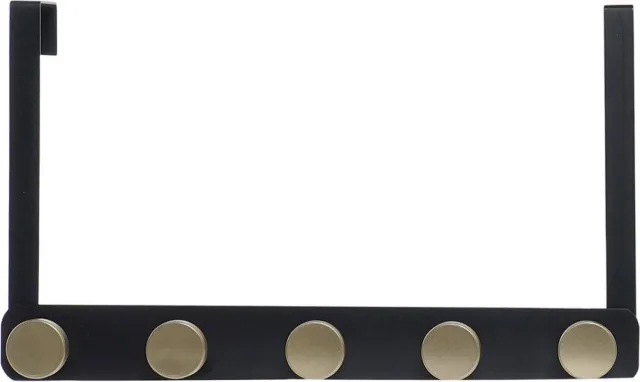 Item International ITEM Deurkapstok - zwart - metaal - 5 goudkleurige knoppen - L33 x B5 x H20 cm
