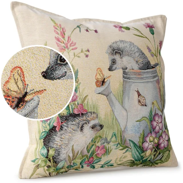 ANRO Egelpaar Sierkussen 45x45 cm - Jacquard gobelin Beige
