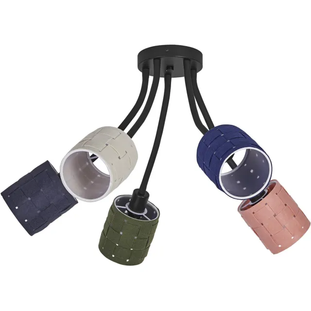 Osram plafondlamp 5-lamps Decor Felt Weaving Cans van vilt en metaal, E14, 630mm lengte , warme lichteffecten dankzij de geweven kap, duurzaam dankzij vervangbare lichtbron, eenvoudig te installeren Multi kleur