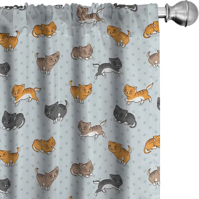 ABAKUHAUS Voorhangen – 2x75x175 cm – Microvezel – Lichtblauw/Multicolor Hellblauw