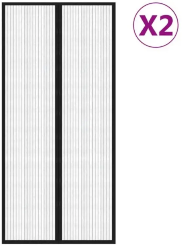 vida xl nsectendeurgordijnen 2 st magnetisch 220x110 cm zwart
