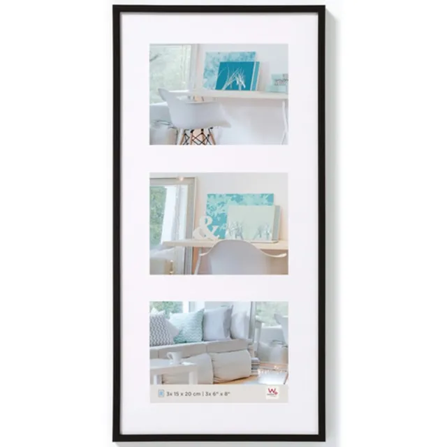 Walther New Lifestyle - Kunststof lijst - Fotoformaat 3x 15x20 cm - Zwart